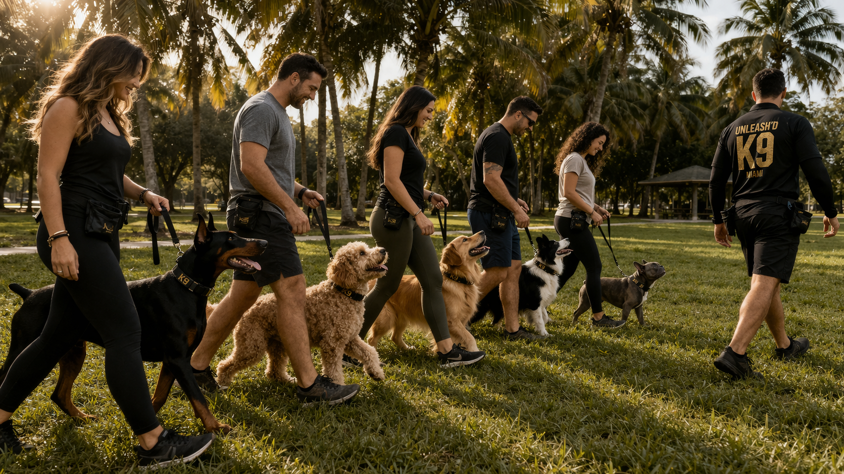 Clases de entrenamiento canino en grupo en Miami